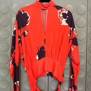 Free People Red, White & Violet Blouse (Size XS)